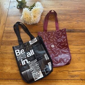Lululemon 2 small reusable tote shopping bags